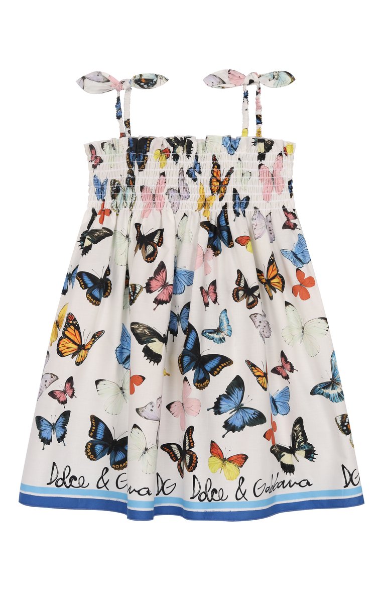 Детское хлопковый сарафан DOLCE & GABBANA белого цвета, арт. L54DE0/FI5KS/2-6 | Фото 1 (Материал внешний: Хлопок; Рукава: Без рукавов; Девочки Кросс-КТ: Сарафан-одежда; Автоматизация состава: Проставлено; Автоматизация ТО: Проставлено; Ростовка одежда: 4 года | 104 см, 2 года | 92 см, 3 года | 98 см, 5 лет | 110 см, 6 лет | 116 см)