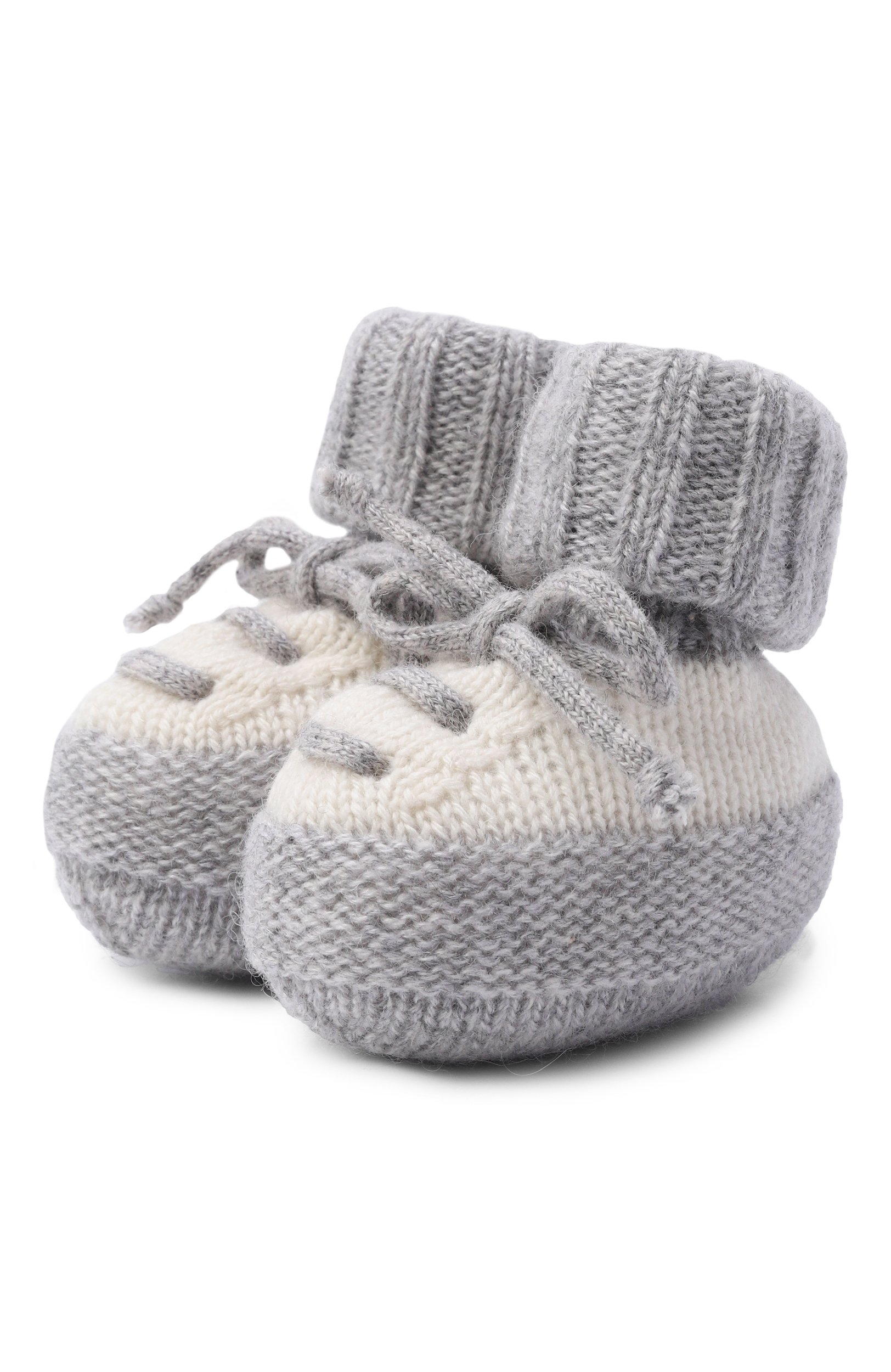 Кашемировые пинетки BABY T серого цвета по цене 8905 руб., арт. 26AIC823SA, фото 1 Кашемировые пинетки BABY T, арт. 26AIC823SA, фото 1