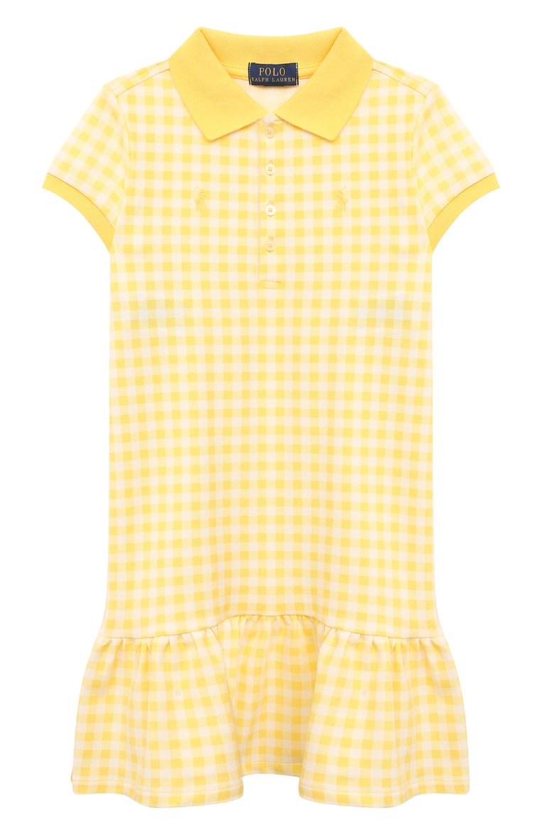 Детское хлопковое платье POLO RALPH LAUREN желтого цвета, арт. 313868759 | Фото 1 (Рукава: Короткие; Материал внешний: Хлопок; Девочки Кросс-КТ: Платье-одежда; Случай: Повседневный; Материал сплава: Проставлено; Драгоценные камни: Проставлено; Нос: Не проставлено; Региональные ограничения белый список (Axapta Mercury): Не проставлено; Ростовка одежда: 12 лет | 152 см, 9 лет | 134 см, 8 лет | 128 см, 13 - 15 лет | 158 см)
