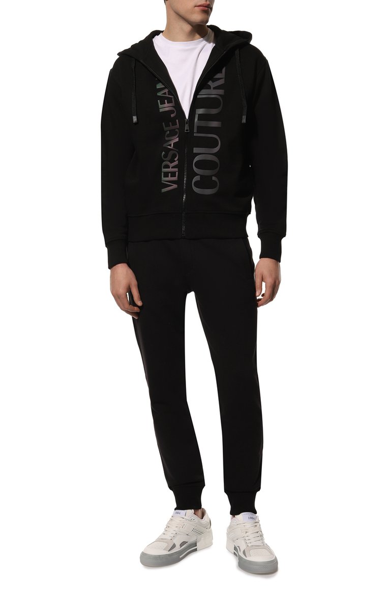 Хлопковые джоггеры VERSACE JEANS COUTURE, арт. 72GAAT01-72UP314 L0G0 THICK F0IL BLACK+G0LD/CF01T, фото 1