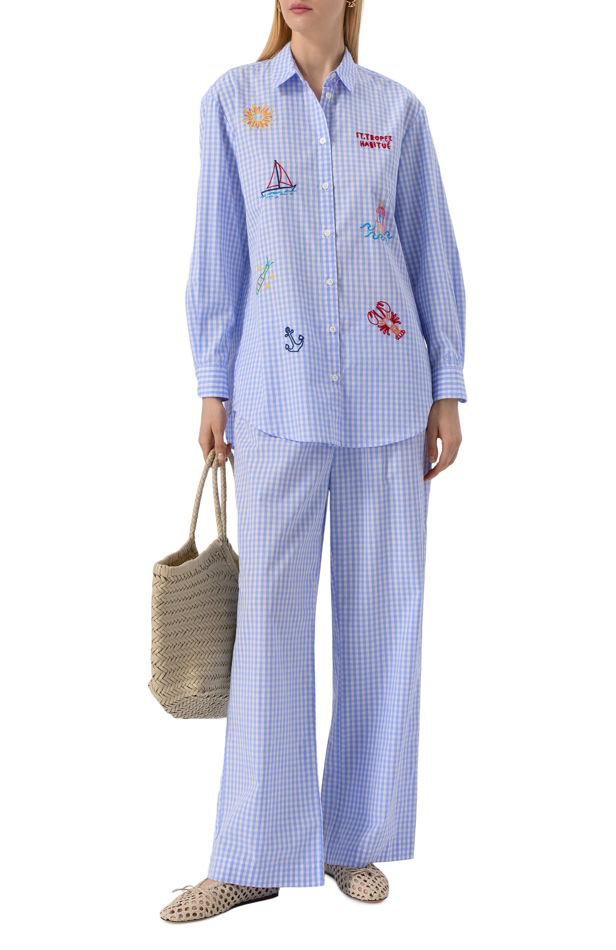 Хлопковая рубашка MC2 SAINT BARTH голубого цвета по цене 27250 руб., арт. STBW BRIGITTE/00067H, фото 2 Хлопковая рубашка MC2 SAINT BARTH, арт. STBW BRIGITTE/00067H, фото 2