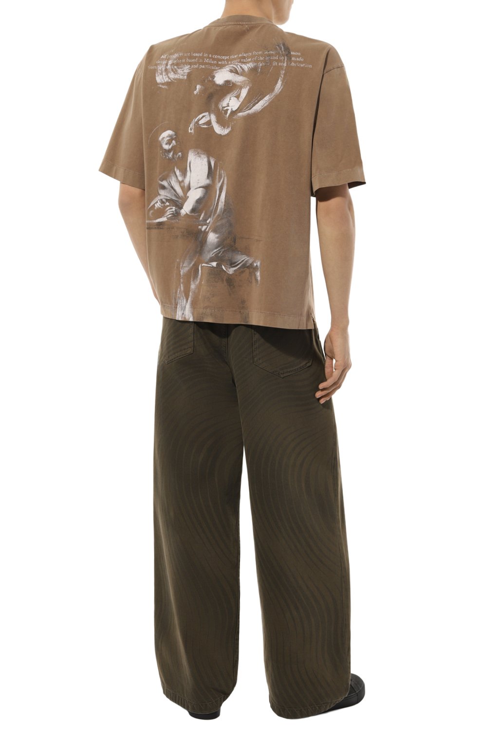 Хлопковая футболка OFF-WHITE светло-коричневого цвета по цене 42150 руб., арт. 0MAA120S24JER014, фото 2 Хлопковая футболка OFF-WHITE, арт. 0MAA120S24JER014, фото 2