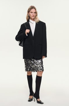 Женская юбка с отделкой пайетками DOLCE & GABBANA серебряного цвета, арт. F4C1LT/FLSJ8 | Фото 7 (Материал сплава: Проставлено; Драгоценные камни: Проставлено; Длина Ж (юбки, платья, шорты): До колена; Женское Кросс-КТ: Юбка-карандаш; Стили: Гламурный; Кросс-КТ: костюм; Материал внешний: Синтетический материал)