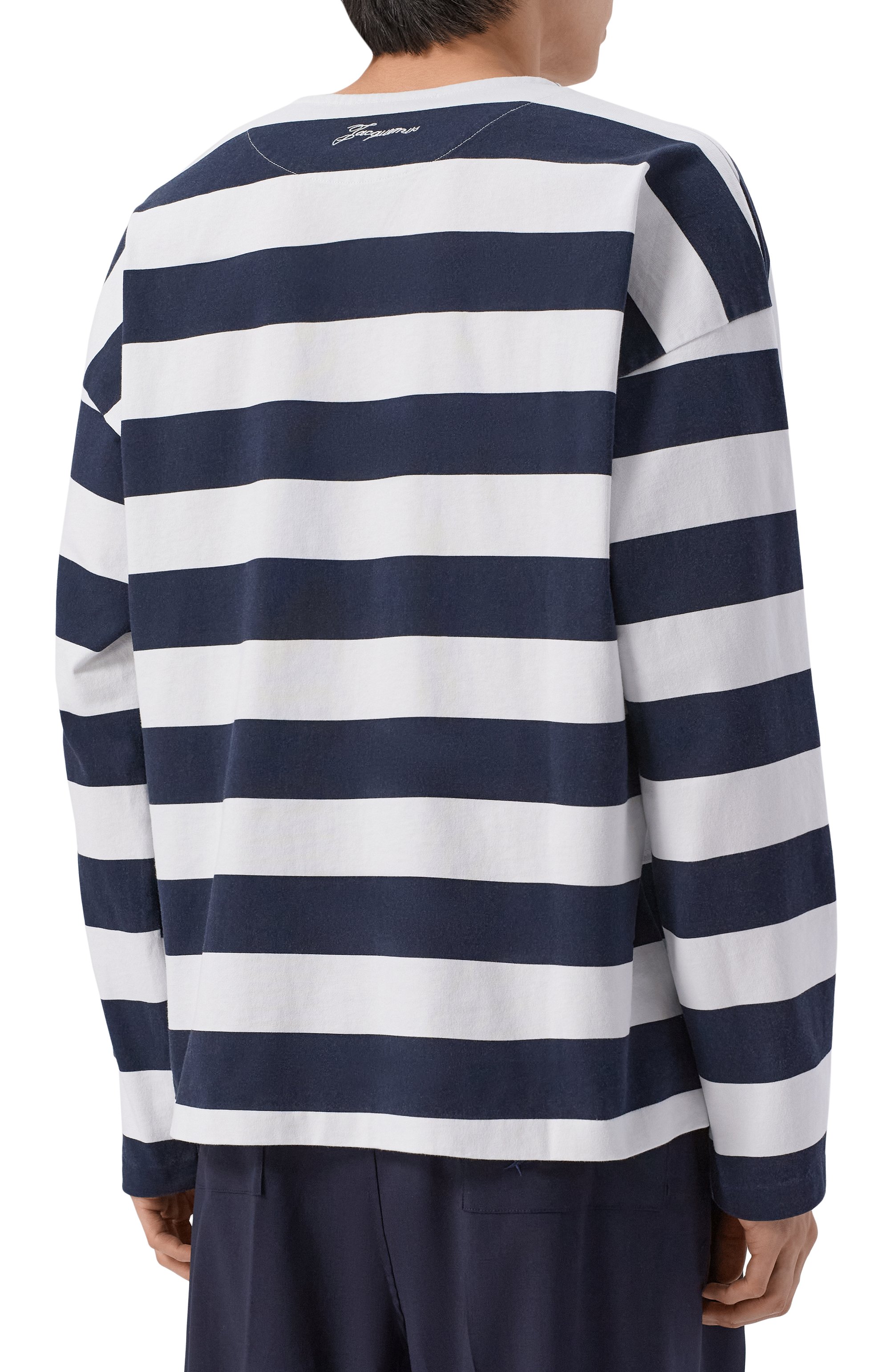 Хлопковый лонгслив JACQUEMUS синего цвета по цене 42450 руб., арт. 26ETSM00594/AJ00045, фото 4 Хлопковый лонгслив JACQUEMUS, арт. 26ETSM00594/AJ00045, фото 4