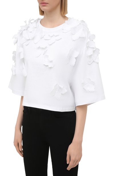 Хлопковая футболка REDVALENTINO белого цвета по цене 43050 руб., арт. VR0MG10S/5VD, фото 3 Хлопковая футболка REDVALENTINO, арт. VR0MG10S/5VD, фото 3