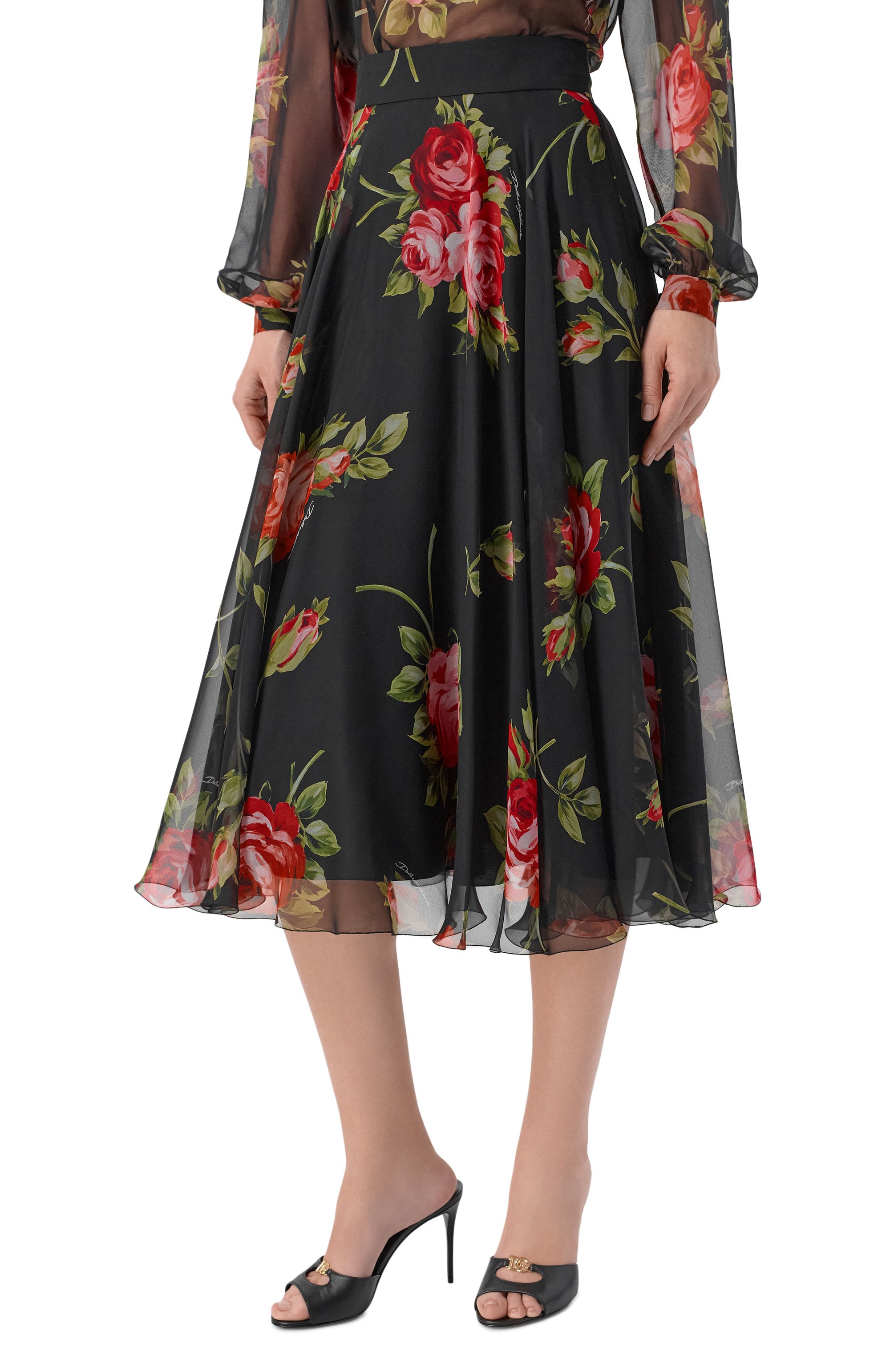 Шелковая юбка DOLCE & GABBANA черного цвета по цене 257500 руб., арт. F4CS0T/IS11F, фото 3 Шелковая юбка DOLCE & GABBANA, арт. F4CS0T/IS11F, фото 3