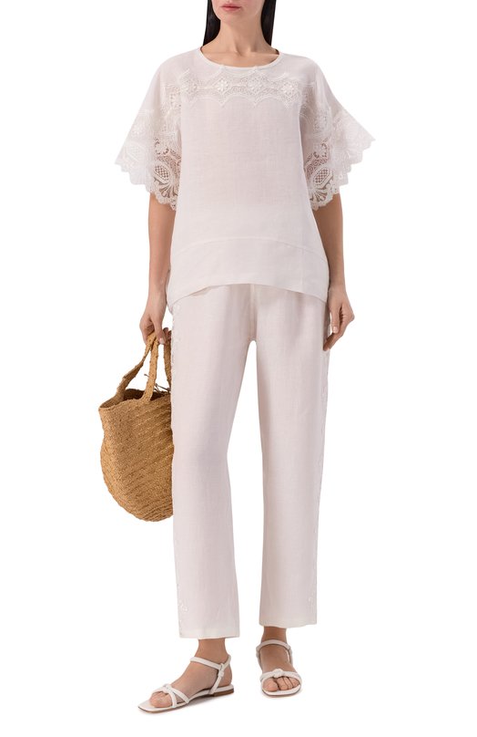 Топ изо льна и вискозы Maurizio W08460881 Белый  W08460881 Фото 2