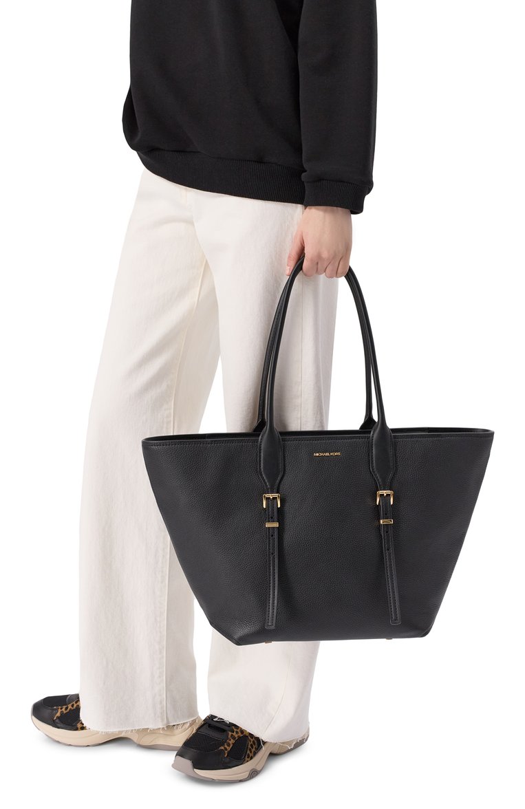 Женская сумка-тоут moore MICHAEL MICHAEL KORS черного цвета, арт. 30R5G90T7L | Фото 2 (Материал сплава: Проставлено; Драгоценные камни: Проставлено; Размер: medium; Материал: Натуральная кожа)