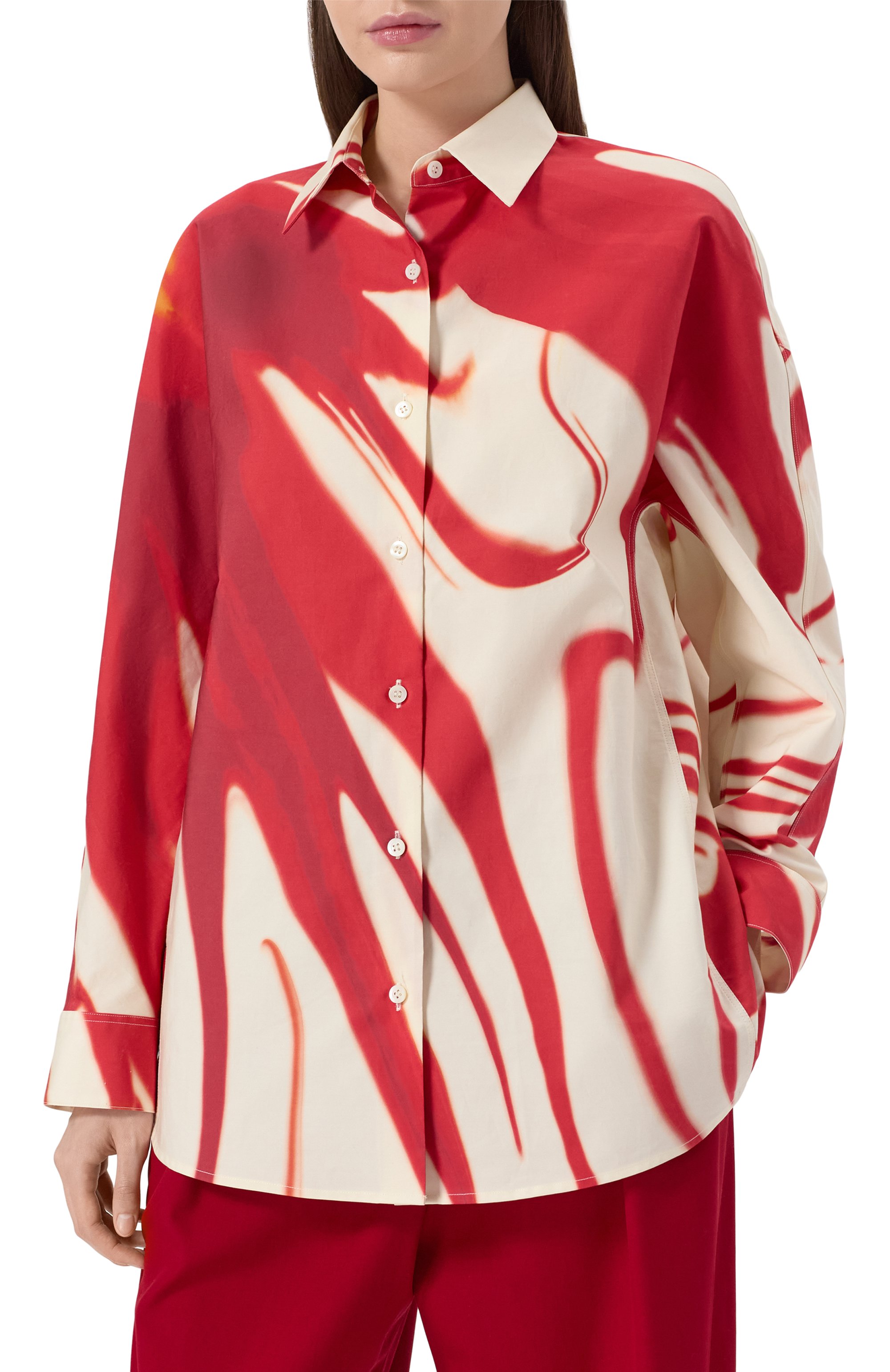 Хлопковая рубашка DRIES VAN NOTEN красного цвета по цене 108500 руб., арт. 251-010713-1036, фото 3 Хлопковая рубашка DRIES VAN NOTEN, арт. 251-010713-1036, фото 3