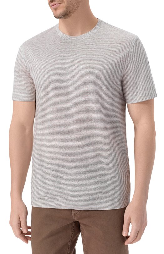 Футболка изо льна и хлопка Brioni UJPQ0L/PD604 Бежевый  UJPQ0L/PD604 Фото 3