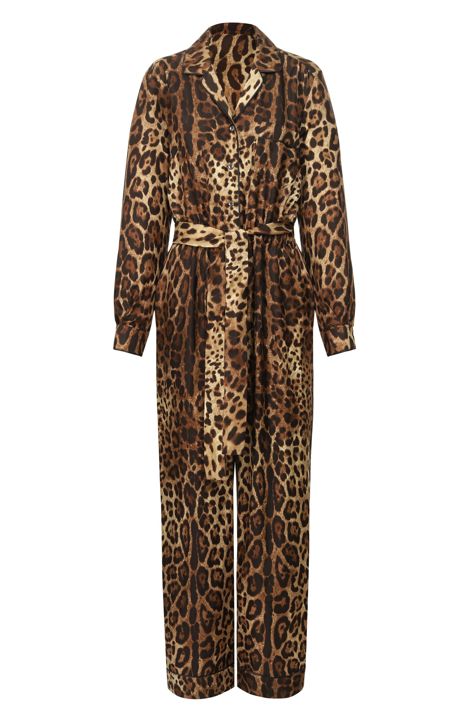 Шелковый комбинезон DOLCE & GABBANA леопардового цвета по цене 399500 руб., арт. F6C1GT/HS1ZX, фото 1 Шелковый комбинезон DOLCE & GABBANA, арт. F6C1GT/HS1ZX, фото 1