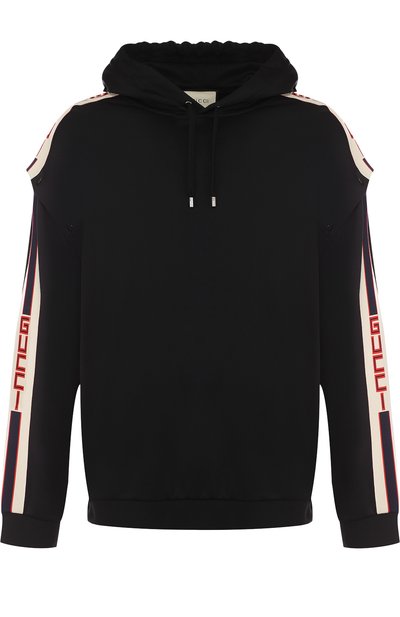 Худи с контрастной отделкой и отстегивающимися рукавами GUCCI черного цвета по цене 79950 руб., арт. 475354/X5U11, фото 1 Худи с контрастной отделкой и отстегивающимися рукавами GUCCI, арт. 475354/X5U11, фото 1