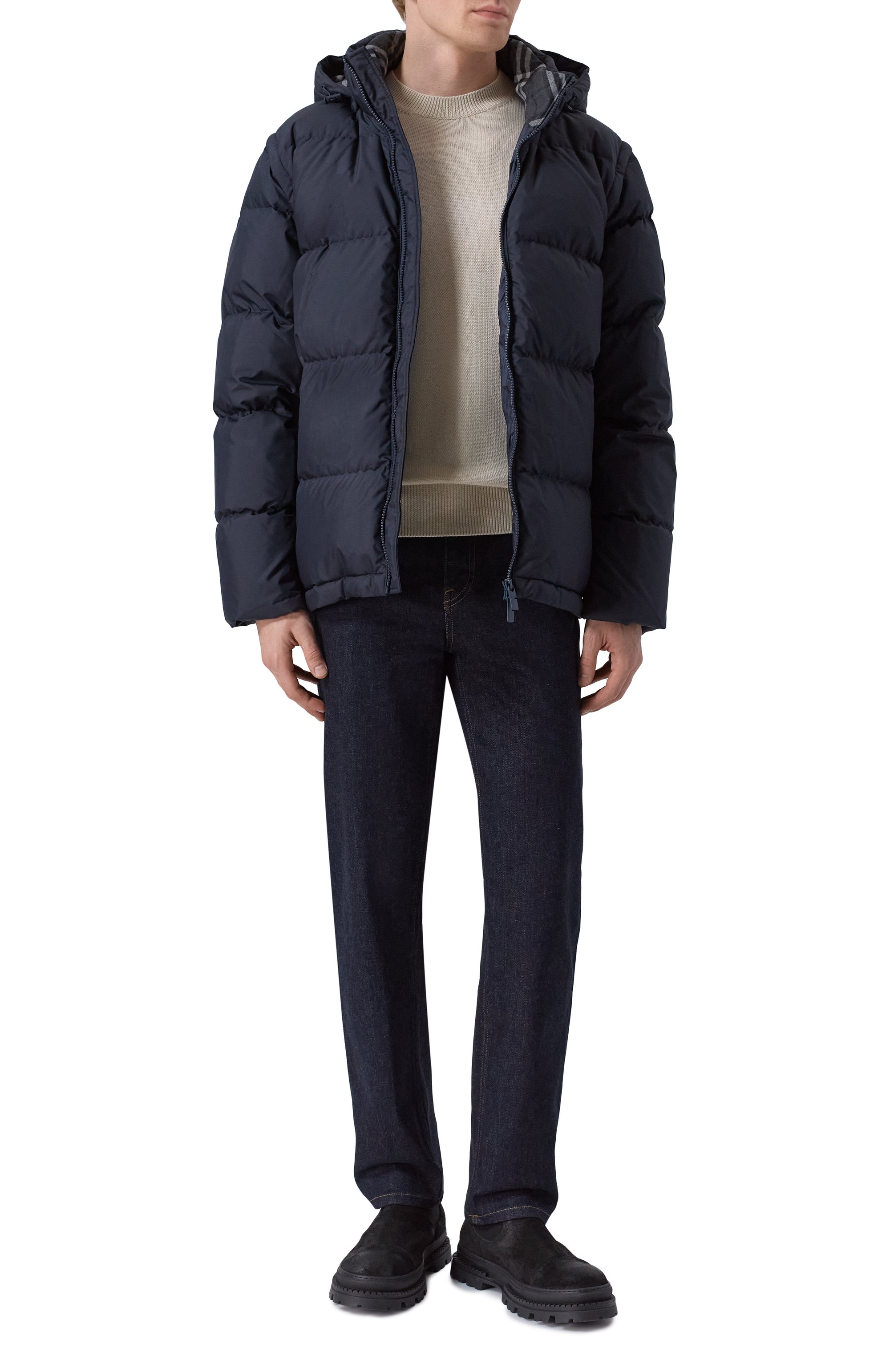 Пуховик BURBERRY темно-синего цвета по цене 238500 руб., арт. 8112661, фото 2 Пуховик BURBERRY, арт. 8112661, фото 2