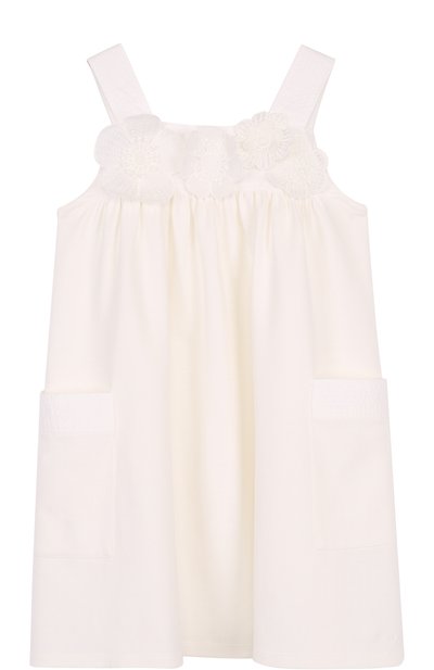 Хлопковый мини-сарафан свободного кроя с цветочной аппликацией CHLOÉ, арт. C12666/6A-12A, фото 1