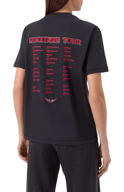 Хлопковая футболка ZADIG AND VOLTAIRE, арт. JWTS02856, фото 4