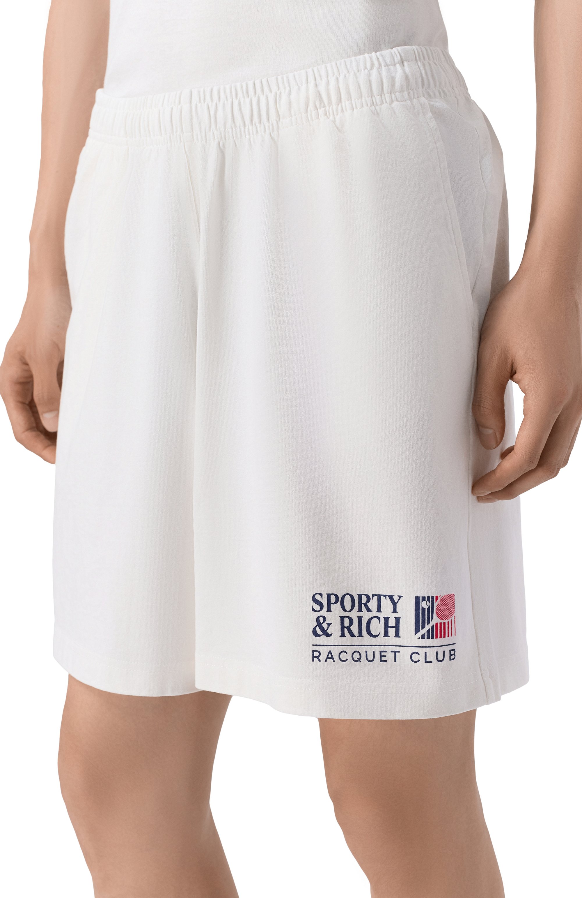 Хлопковые шорты SPORTY AND RICH белого цвета по цене 17900 руб., арт. SH039710431WH01, фото 3 Хлопковые шорты SPORTY AND RICH, арт. SH039710431WH01, фото 3