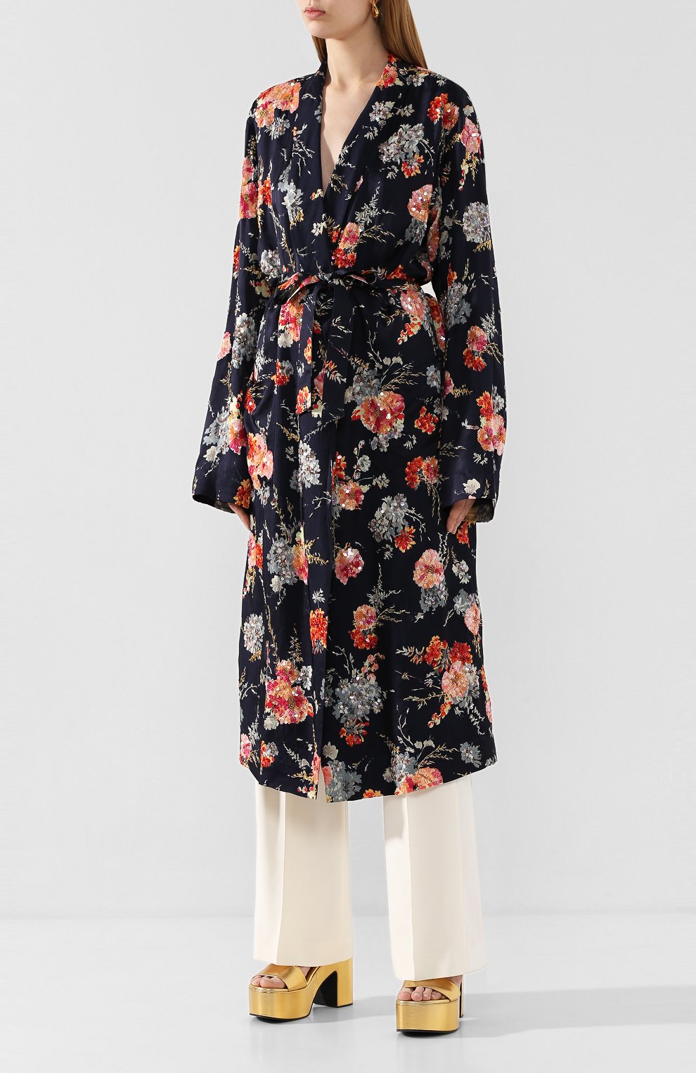 Пальто из вискозы DRIES VAN NOTEN темно-синего цвета по цене 195000 руб., арт. 201-18626-9435, фото 3 Пальто из вискозы DRIES VAN NOTEN, арт. 201-18626-9435, фото 3