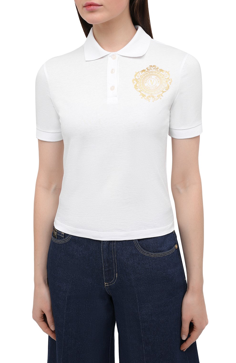 Хлопковое поло VERSACE JEANS COUTURE, арт. B2HWA7FB-WDP620 V-EMBLEM S3D G/30454, фото 3