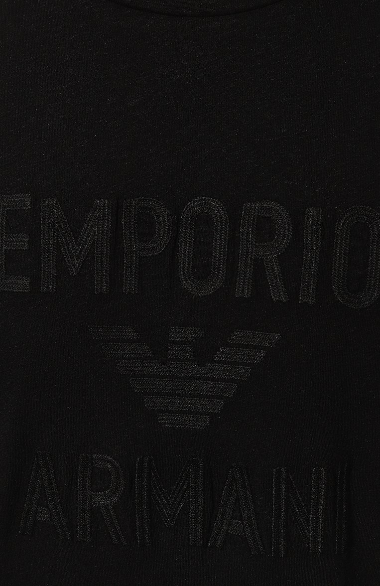 Мужская хлопковая футболка EMPORIO ARMANI черного цвета, арт. 211818/4R485 | Фото 5 (Длина (для топов): Стандартные; Рукава: Короткие; Материал внешний: Лен, Хлопок; Материал сплава: Проставлено; Драгоценные камни: Проставлено; Принт: С принтом; Стили: Кэжуэл; Мужское Кросс-КТ: Футболка-одежда; Кросс-КТ: Джерси)