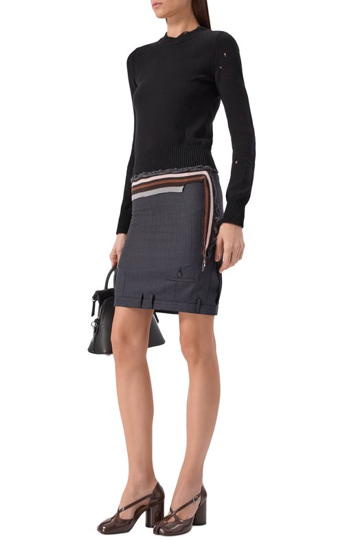 Юбка из шерсти и хлопка MM6 S52ME0027/M35743 Серый  S52ME0027/M35743 Фото 2