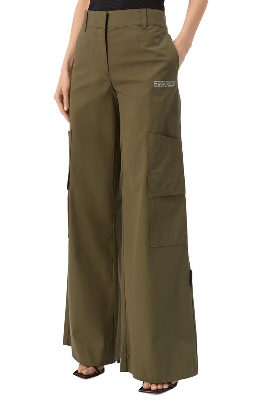 Брюки-карго из вискозы Off-White 0WCF026S25FAB0025801 Хаки  0WCF026S25FAB0025801 Фото 3