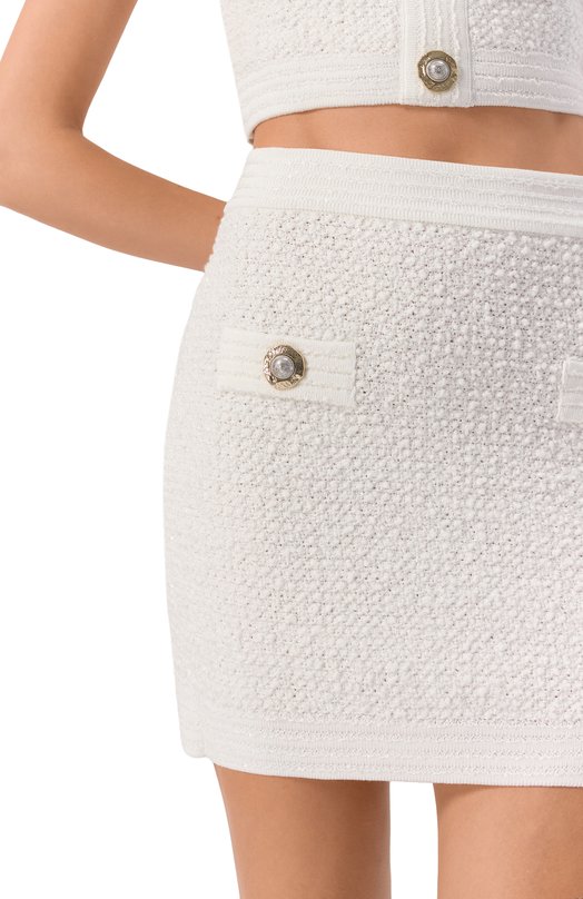 Твидовая юбка Balmain FF1LB015/KI74 Белый  FF1LB015/KI74 Фото 5