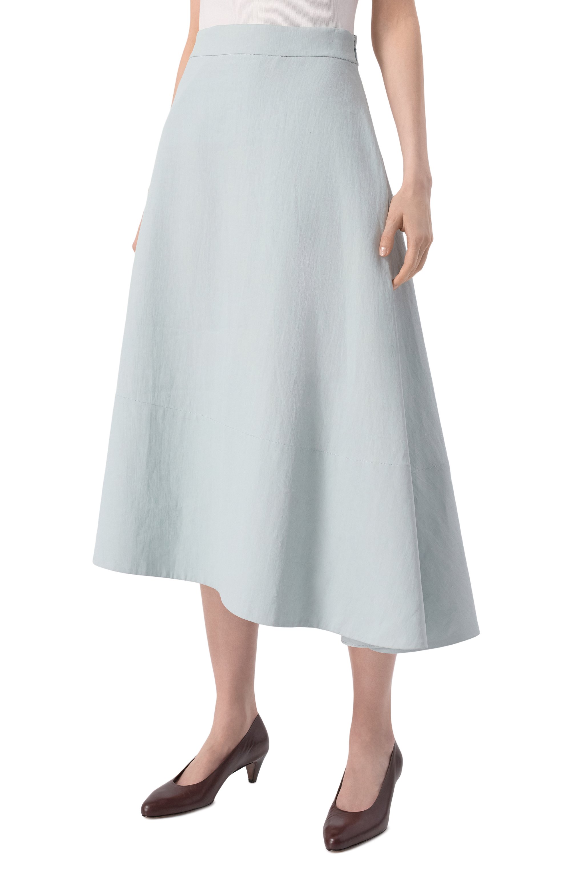 Льняная юбка JIL SANDER голубого цвета по цене 135500 руб., арт. J04MA0006/J60001, фото 3 Льняная юбка JIL SANDER, арт. J04MA0006/J60001, фото 3