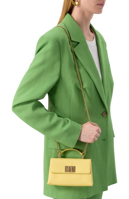 Женская сумка furla 1927 FURLA желтого цвета, арт. WE00423/ARE000 | Фото 2 (Материал: Натуральная кожа; Драгоценные камни: Проставлено; Размер: mini; Материал сплава: Проставлено; Ремень/цепочка: На ремешке)