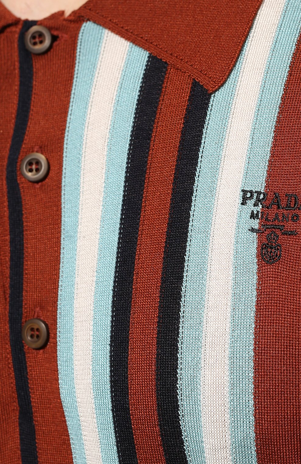 Шелковое поло PRADA разноцветного цвета по цене 200000 руб., арт. UMB335-10MW-F0046-221, фото 5 Шелковое поло PRADA, арт. UMB335-10MW-F0046-221, фото 5