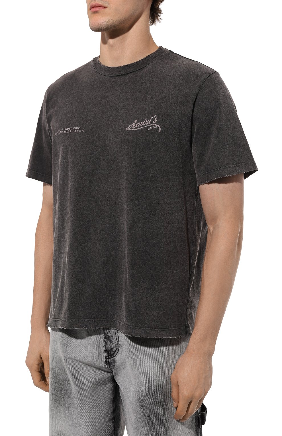 Хлопковая футболка AMIRI темно-серого цвета по цене 68300 руб., арт. AMJYTE1097, фото 3 Хлопковая футболка AMIRI, арт. AMJYTE1097, фото 3