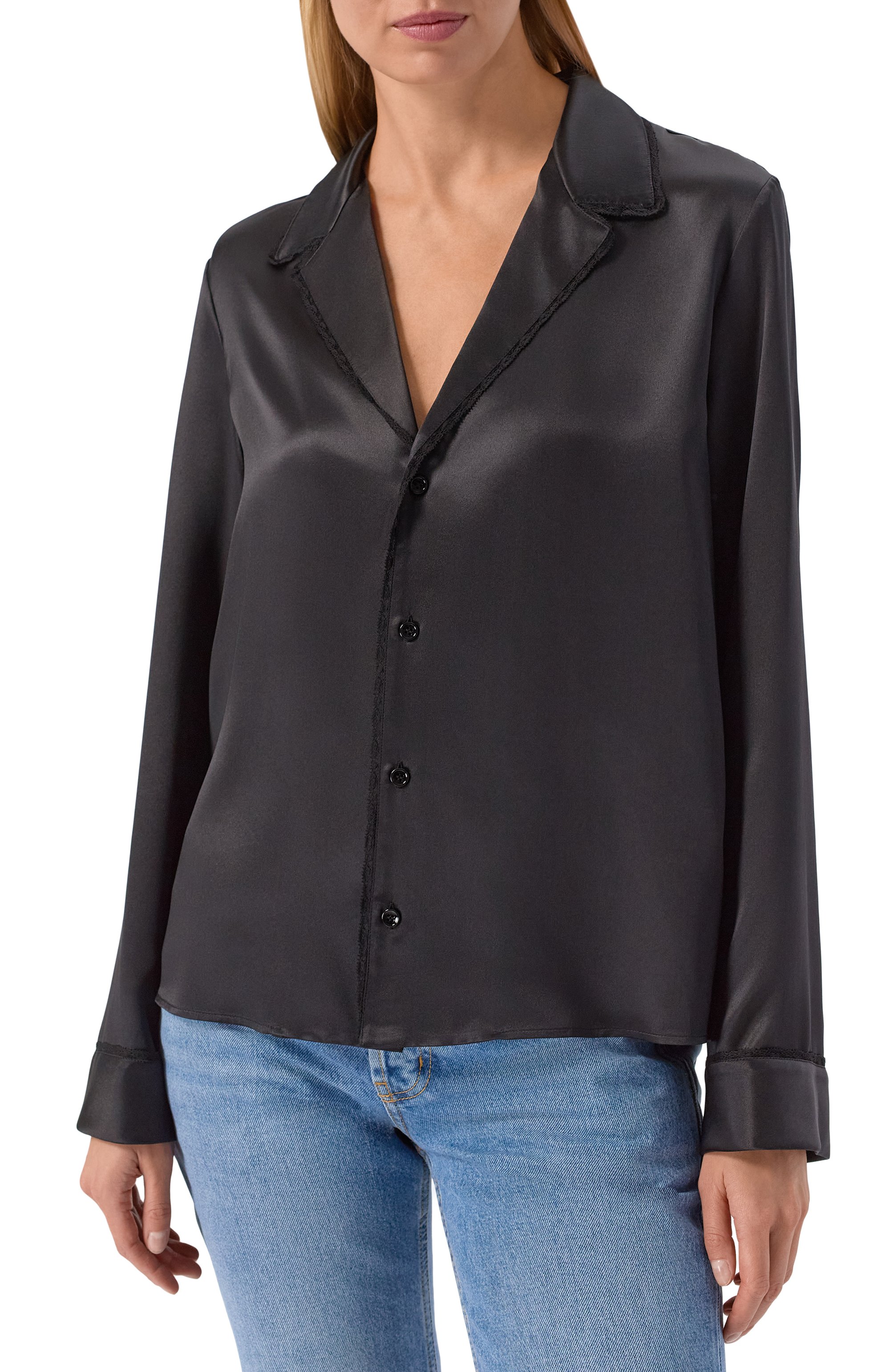 Атласная блузка SAINT LAURENT, арт. 856270/Y7G27, фото 3