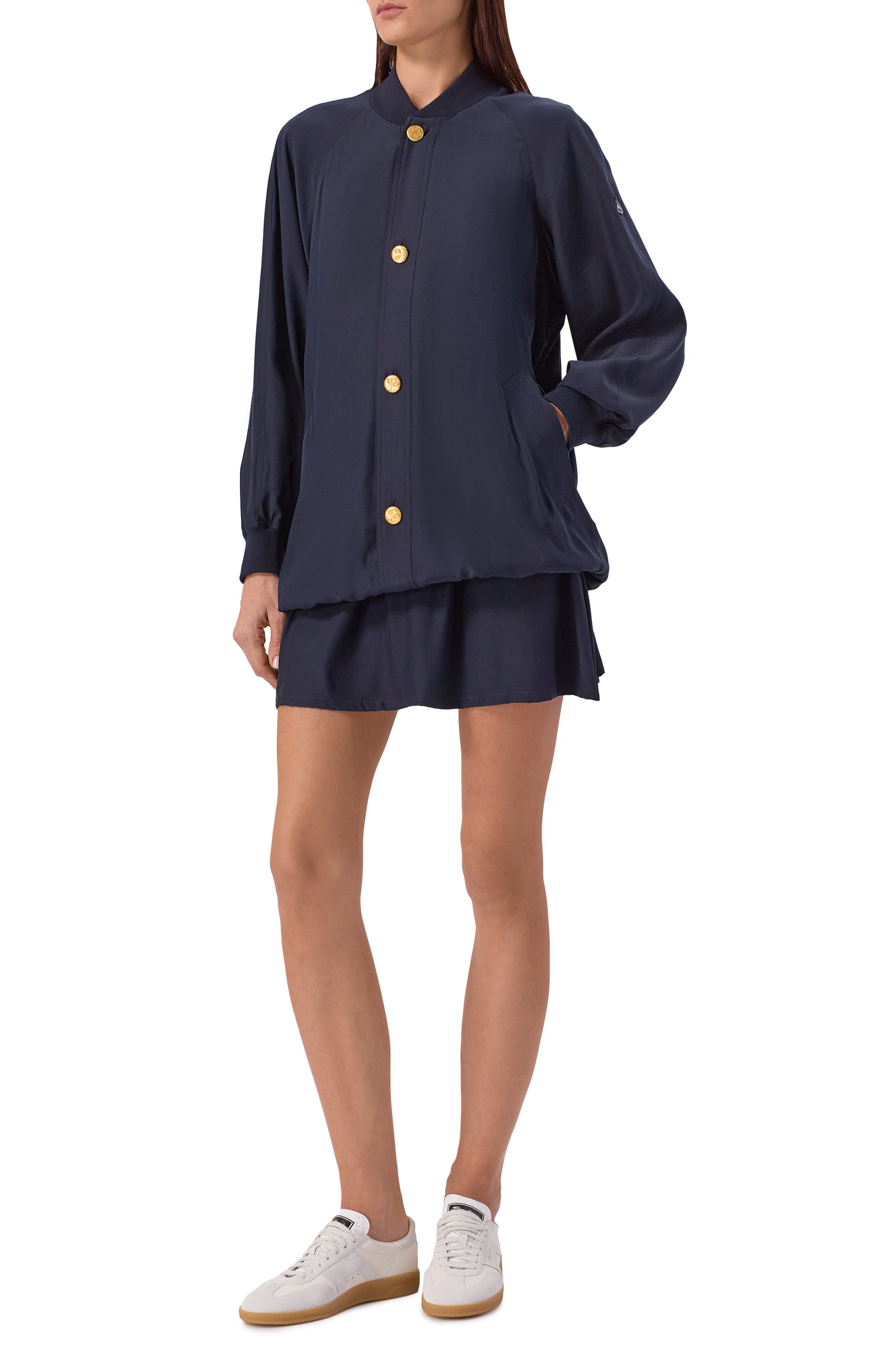 Шелковый бомбер FRAME DENIM темно-синего цвета по цене 105500 руб., арт. WF25WJA007, фото 2 Шелковый бомбер FRAME DENIM, арт. WF25WJA007, фото 2