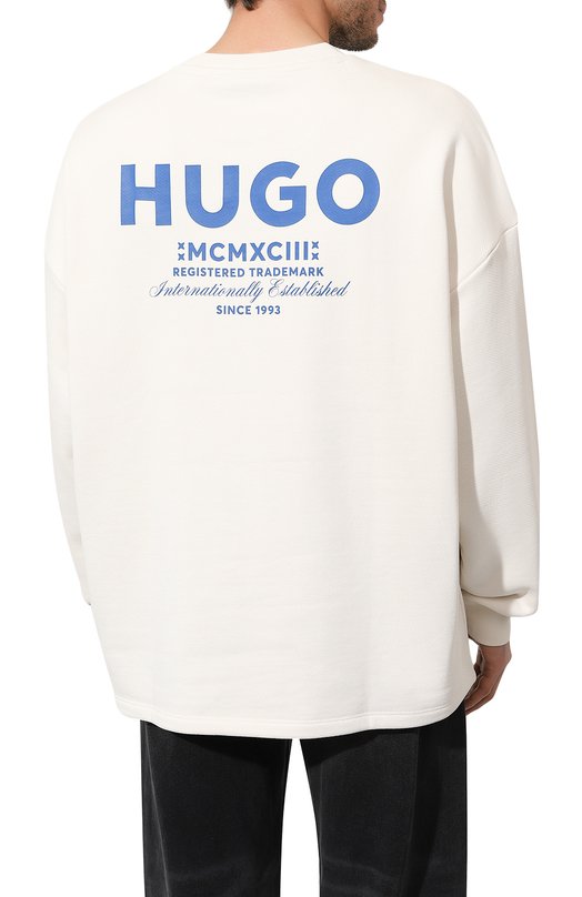 Хлопковый свитшот HUGO Blue 50510732 Кремовый  50510732 Фото 4