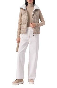 Женский двусторонний жилет KITON бежевого цвета, арт. D53628K0610E70 | Фото 2 (Материал внешний: Кашемир, Шерсть; Материал подклада: Синтетический материал; Материал сплава: Проставлено; Стили: Кэжуэл; Кросс-КТ: Пуховик)