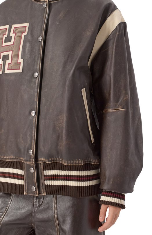 Кожаный бомбер Halfboy HF251WL008 Коричневый  HF251WL008 Фото 5