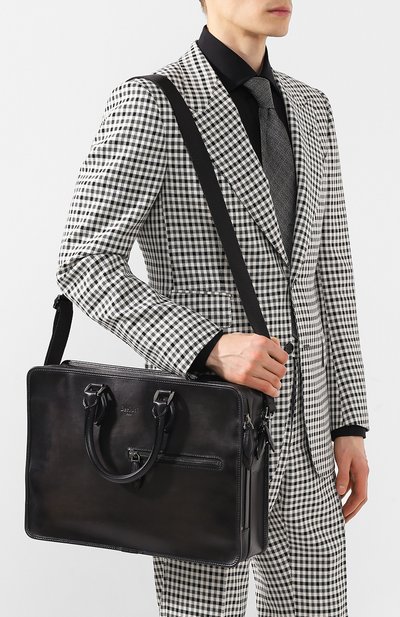 Кожаная сумка для ноутбука BERLUTI черного цвета по цене 384500 руб., арт. M149263, фото 5 Кожаная сумка для ноутбука BERLUTI, арт. M149263, фото 5