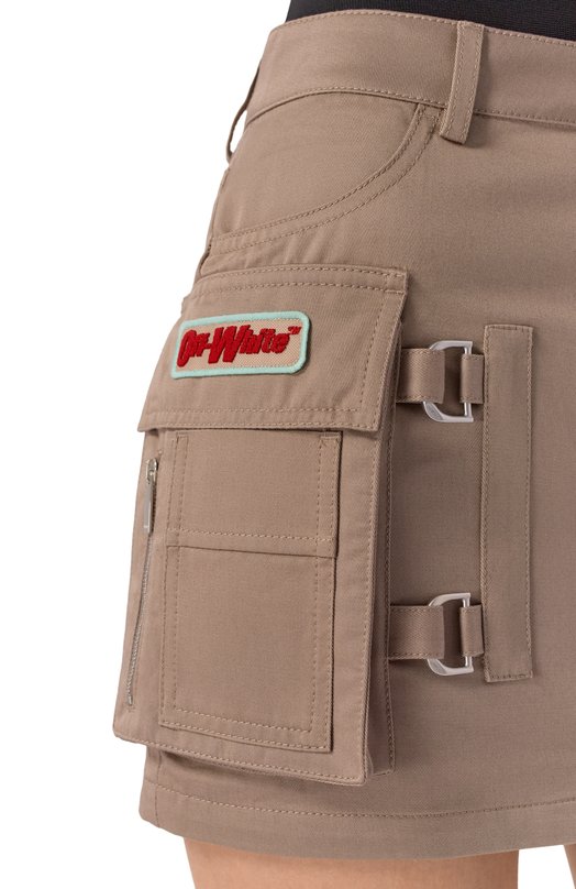 Хлопковая юбка Off-White 0WCU01MS26FAB001 Бежевый  0WCU01MS26FAB001 Фото 5