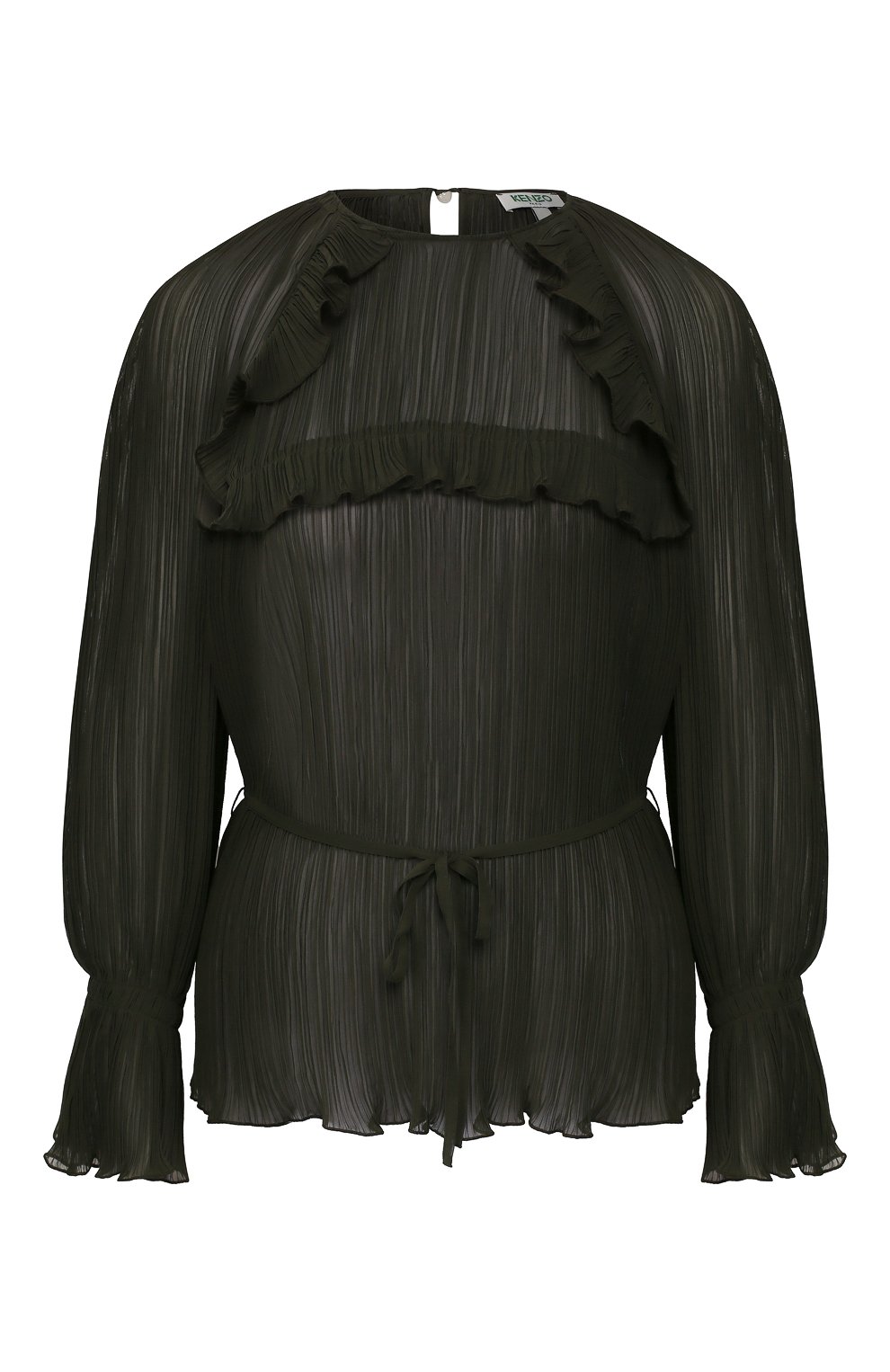 Плиссированная блузка KENZO хаки цвета по цене 32350 руб., арт. F962T01475AS, фото 1 Плиссированная блузка KENZO, арт. F962T01475AS, фото 1