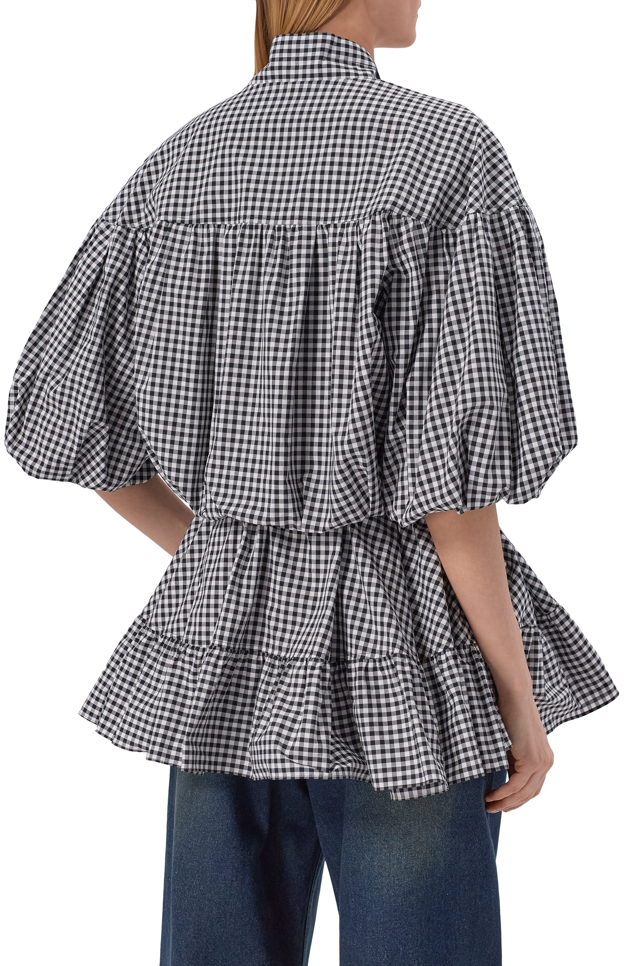 Хлопковая блузка JUUN.J черно-белого цвета по цене 79200 руб., арт. JW6364W01, фото 4 Хлопковая блузка JUUN.J, арт. JW6364W01, фото 4