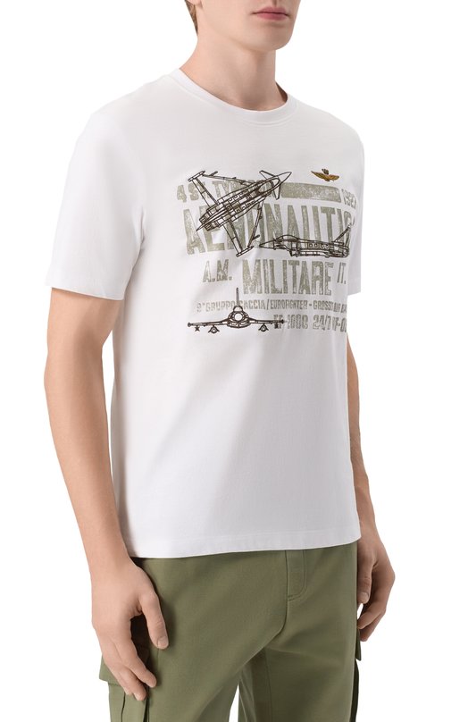 Хлопковая футболка Aeronautica Militare TS2535UJ00641 Белый  TS2535UJ00641 Фото 3