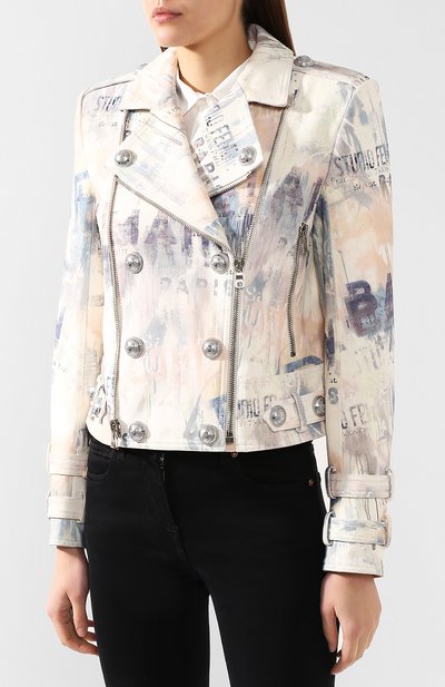 Кожаная куртка BALMAIN разноцветного цвета по цене 358000 руб., арт. SF28337/I248, фото 3 Кожаная куртка BALMAIN, арт. SF28337/I248, фото 3