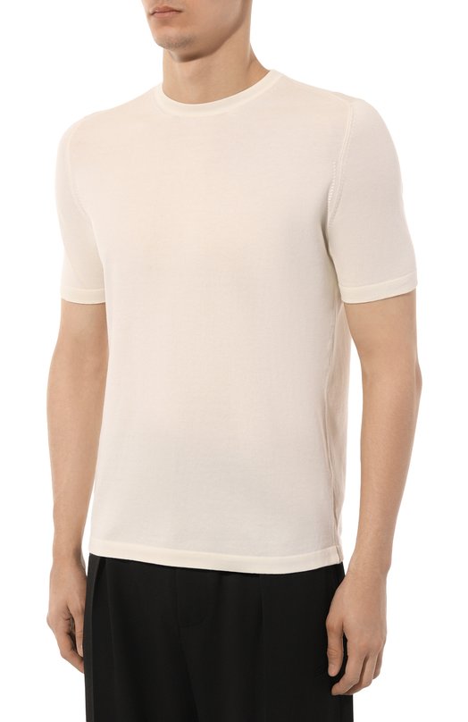 Хлопковый джемпер Kiton UMK0398 Кремовый  UMK0398 Фото 3
