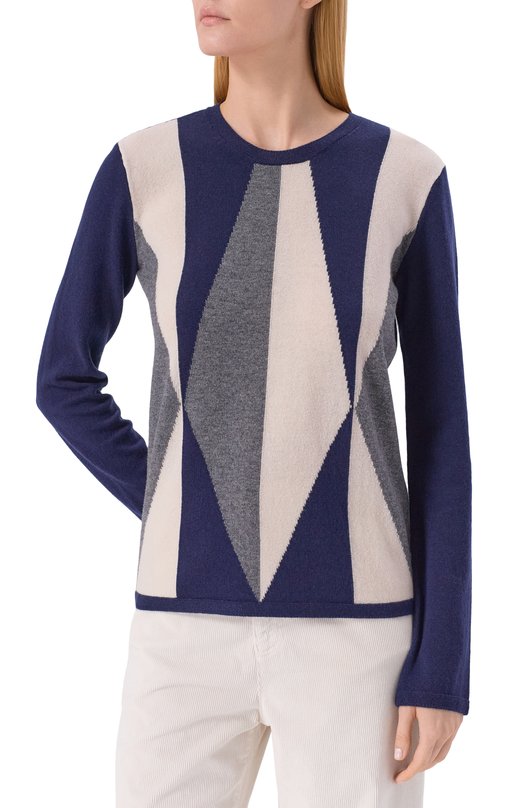Пуловер из шерсти и кашемира Emporio Armani EW002610/AF21387/FB002 Синий  EW002610/AF21387/FB002 Фото 3