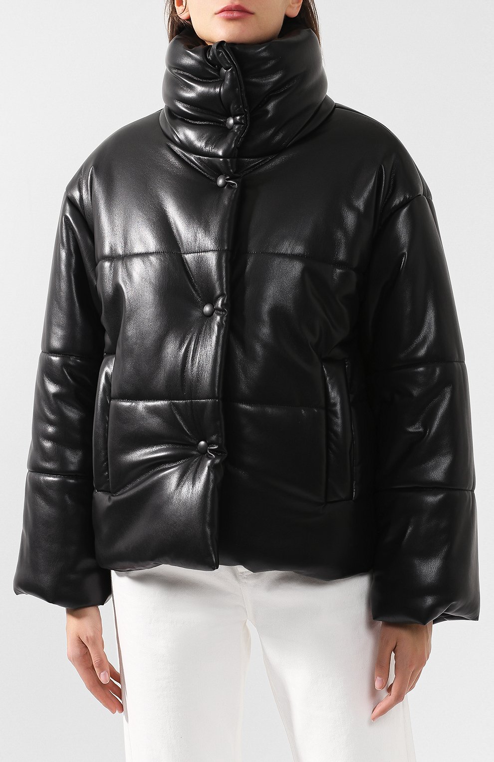 Пуховик из экокожи NANUSHKA черного цвета по цене 94700 руб., арт. HIDE_BLACK BLACK_VEGAN LEATHER, фото 3 Пуховик из экокожи NANUSHKA, арт. HIDE_BLACK BLACK_VEGAN LEATHER, фото 3
