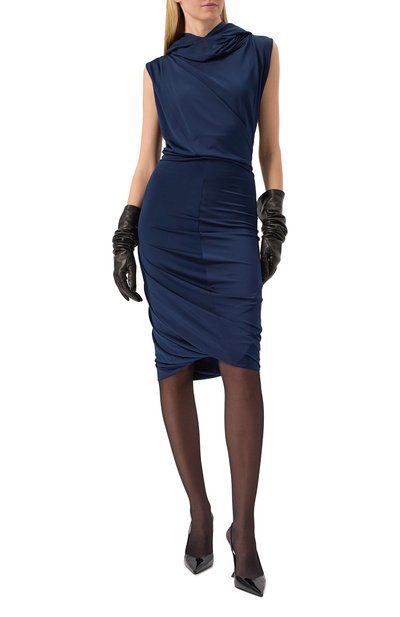 Платье из вискозы MAGDA BUTRYM темно-синего цвета по цене 205500 руб., арт. 106425, фото 3 Платье из вискозы MAGDA BUTRYM, арт. 106425, фото 3