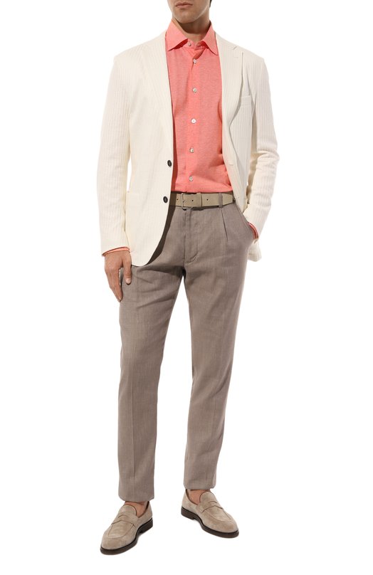 Хлопковая рубашка Kiton UCIH06923 Розовый  UCIH06923 Фото 2