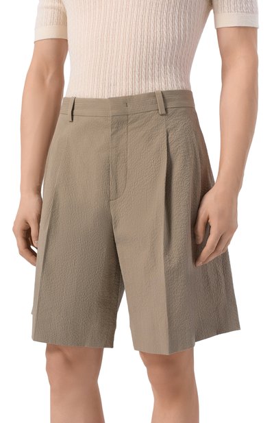 Хлопковые шорты MVST хаки цвета по цене 65500 руб., арт. M26.2PM.T018/F133 SEERSUCKER, фото 3 Хлопковые шорты MVST, арт. M26.2PM.T018/F133 SEERSUCKER, фото 3