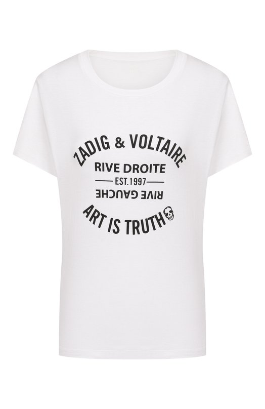 Хлопковая футболка Zadig and Voltaire JWTS02769 Белый JWTS02769