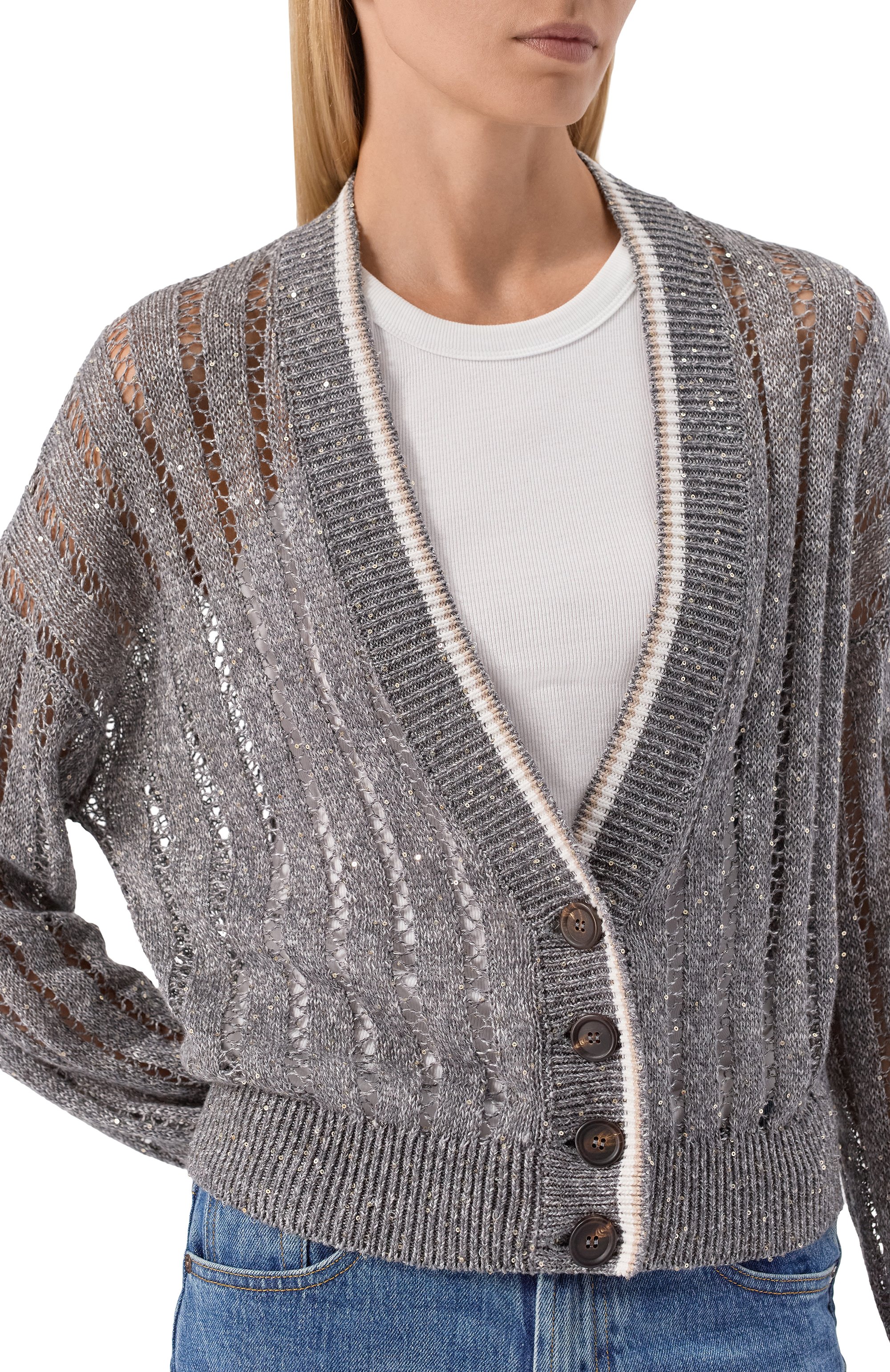 Льняной кардиган BRUNELLO CUCINELLI, арт. MC0559416, фото 5