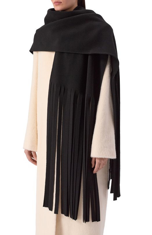 Шерстяной шарф Sportmax AV0CAD0 Чёрный  AV0CAD0 Фото 2